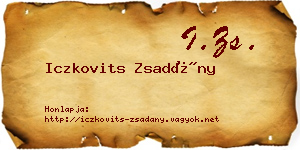 Iczkovits Zsadány névjegykártya